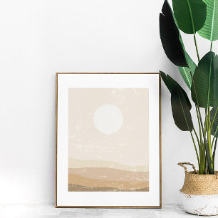 Minimalistische neutrale zonsondergang landschap m poster