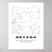 Minimalistische Nevada Map Art - Zwart en Wit Poster (Voorkant)