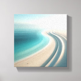 Minimalistische nevelige kustlijn met elegante zan canvas afdruk