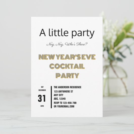 Minimalistische New Year Eve Cocktail Party Kaart (Staand voorkant)
