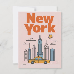 Minimalistische New York City Reis Skyline  Briefkaart