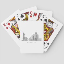 Minimalistische New York City Silhouette Lijnkunst Pokerkaarten