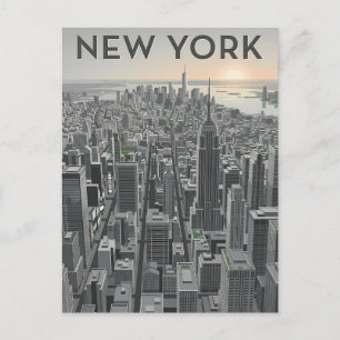 Minimalistische New York City Skyline Kunst Briefkaart