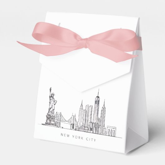 Minimalistische New York City Skyline Lijnkunst Bedankdoosjes (Voorkant Zijde)