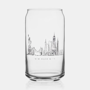 Minimalistische New York City Skyline Lijnkunst Blikvorm Glas