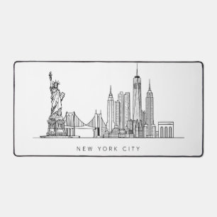 Minimalistische New York City Skyline Lijnkunst Bureaumat