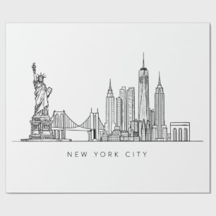 Minimalistische New York City Skyline Lijnkunst Cadeaupapier