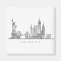 Minimalistische New York City Skyline Lijnkunst