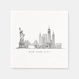 Minimalistische New York City Skyline Lijnkunst Servet