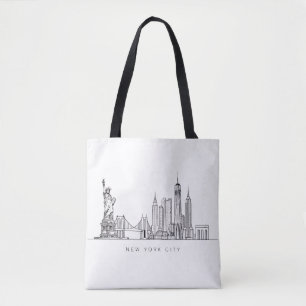 Minimalistische New York City Skyline Lijnkunst Tote Bag