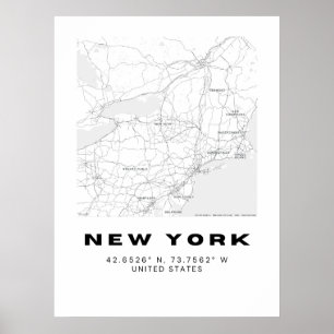 Minimalistische New York Map Art - Zwart-wit Poster