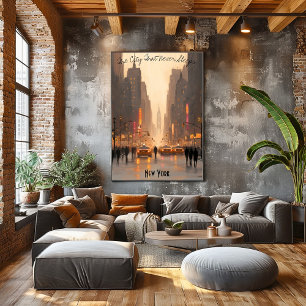 Minimalistische New York Skyline Poster – Zachte T