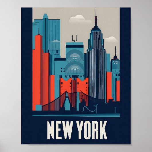 Minimalistische New Yorkse landschap platte vector Poster (Voorkant)