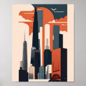 Minimalistische New Yorkse landschap platte vector Poster (Voorkant)