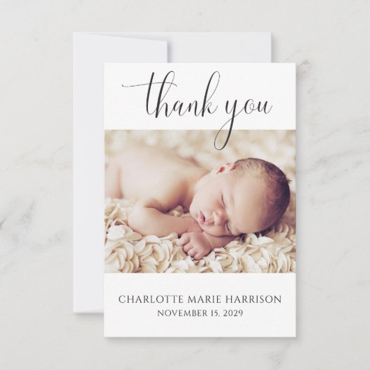 Minimalistische nieuwe baby dank u geboorte aankon kaart (Voorkant)