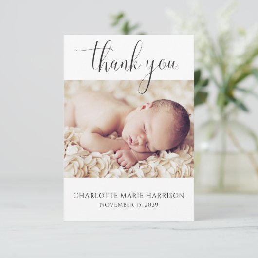 Minimalistische nieuwe baby dank u geboorte aankon kaart (Staand voorkant)