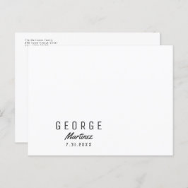 Minimalistische nieuwe baby foto geboorteaankondig briefkaart