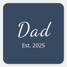 Minimalistische nieuwe Dad Vaderdag Navy Blue Vierkante Sticker