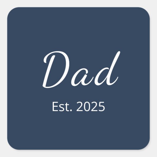 Minimalistische nieuwe Dad Vaderdag Navy Blue Vierkante Sticker (Voorkant)