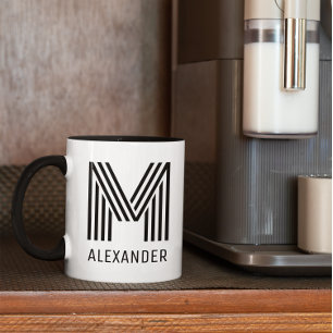 Minimalistische Nieuwe Strepen Monogram Mok