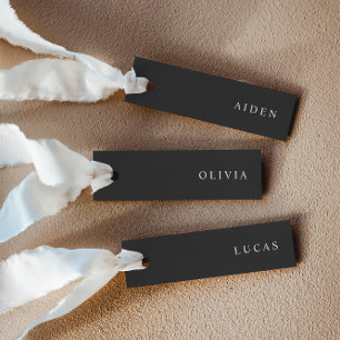 Minimalistische Noir Wedding Naam Plaats Kaarten