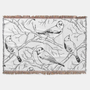 Minimalistische Noord-Amerikaanse Vogels Lijnkunst Deken