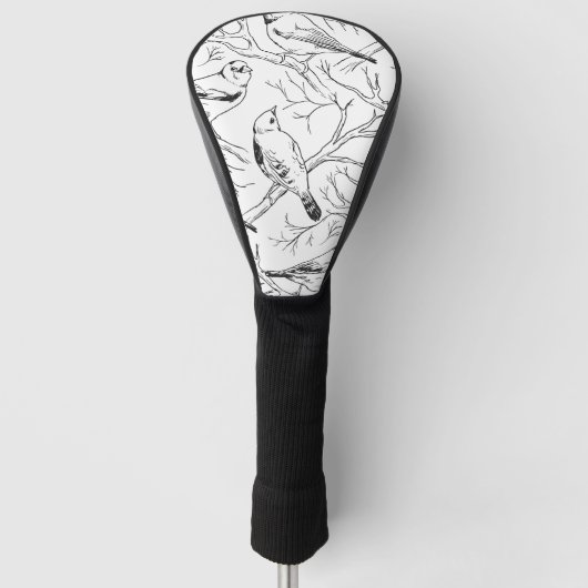 Minimalistische Noord-Amerikaanse Vogels Lijnkunst Golfheadcover (Voorkant)
