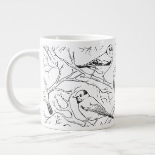 Minimalistische Noord-Amerikaanse Vogels Lijnkunst Grote Koffiekop