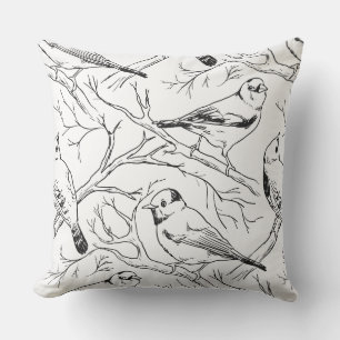 Minimalistische Noord-Amerikaanse Vogels Lijnkunst Kussen