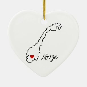 Minimalistische Noorwegen Kaart Verlovingsaanden Keramisch Ornament