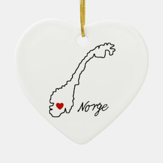 Minimalistische Noorwegen Kaart | Verlovingsaanden Keramisch Ornament
