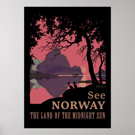 Minimalistische Noorwegen Zonsondergang Poster - B (Voorkant)