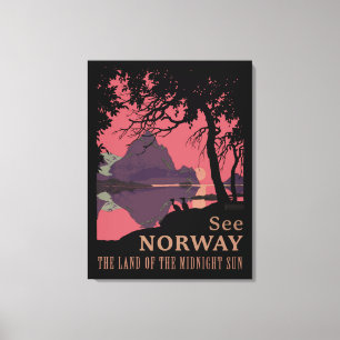 Minimalistische Noorwegen Zonsondergang Poster - B Canvas Afdruk