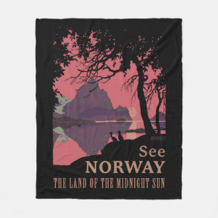 Minimalistische Noorwegen Zonsondergang Poster - B Fleece Deken