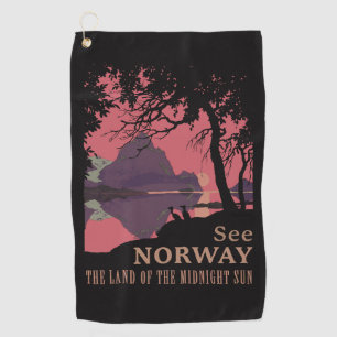 Minimalistische Noorwegen Zonsondergang Poster - B Golfhanddoek