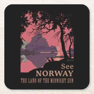 Minimalistische Noorwegen Zonsondergang Poster - B Kartonnen Onderzetters