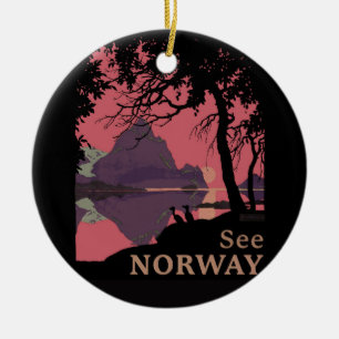 Minimalistische Noorwegen Zonsondergang Poster - B Keramisch Ornament