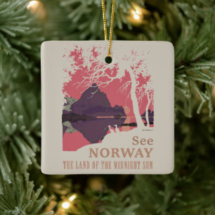 Minimalistische Noorwegen Zonsondergang Poster - B Keramisch Ornament