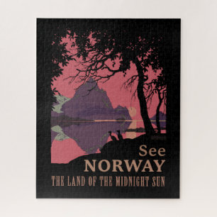 Minimalistische Noorwegen Zonsondergang Poster - B Legpuzzel