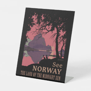 Minimalistische Noorwegen Zonsondergang Poster - B Reclamebord Met Voetstuk