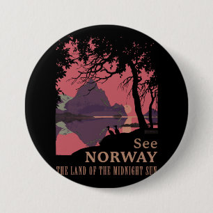 Minimalistische Noorwegen Zonsondergang Poster - B Ronde Button 7,6 Cm