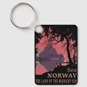 Minimalistische Noorwegen Zonsondergang Poster - B Sleutelhanger