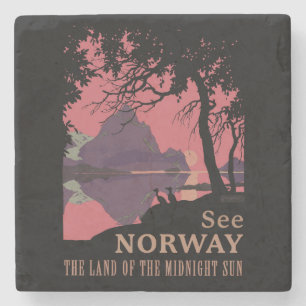 Minimalistische Noorwegen Zonsondergang Poster - B Stenen Onderzetter