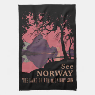 Minimalistische Noorwegen Zonsondergang Poster - B Theedoek