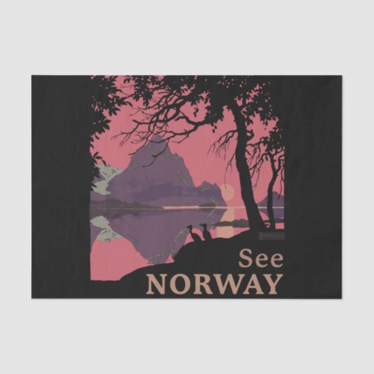 Minimalistische Noorwegen Zonsondergang Poster - B Tissuepapier (Voorkant)