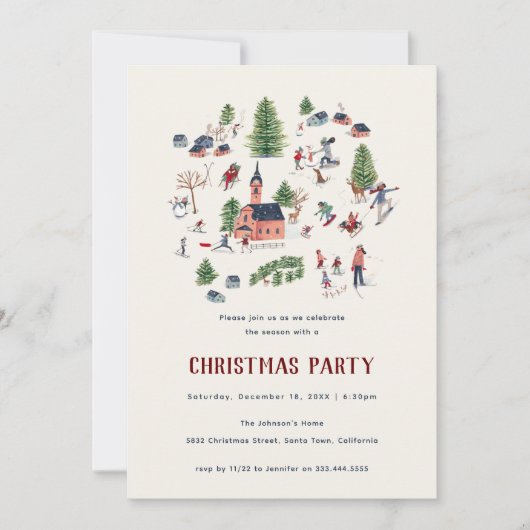 Minimalistische Nordic Christmas Party uitnodiging (Voorkant)