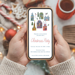 Minimalistische Nordic Winter Village Kerstfeest Kaart