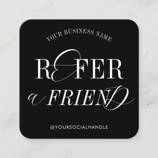 Minimalistische Nostalgie Zwart & Wit Verwijs een Vierkante Visitekaartje (Voorkant)