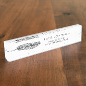 Minimalistische Notaris Ondertekenaar Feather Quil Naambordje (Zijkant)