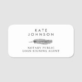 Minimalistische Notaris Ondertekenaar Feather Quil Naamplaatje (Voorkant)